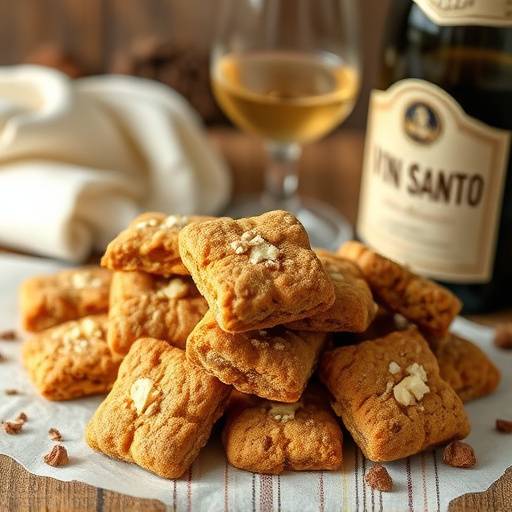 Cantucci toscani serviti con un bicchiere di Vin Santo