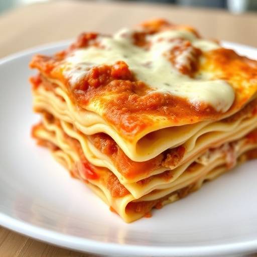 Piatto di Lasagne al Forno con strati di pasta, rag&ugrave; e besciamella.