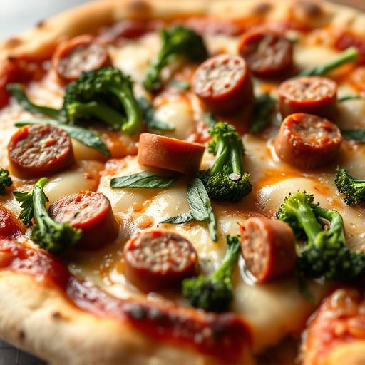 Pizza con Salsiccia e Friarielli, un abbinamento tipico della cucina campana.