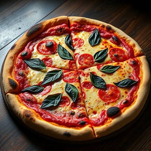 Pizza Napoletana con cornicione alto e bruciacchiato, tipica della tradizione napoletana.