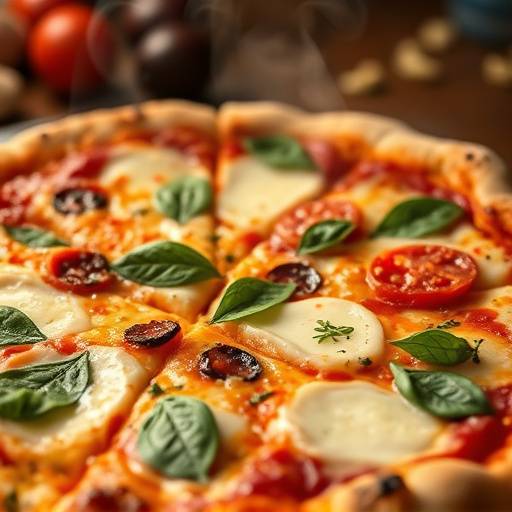 Una pizza Margherita fumante, con pomodoro fresco, mozzarella e basilico.